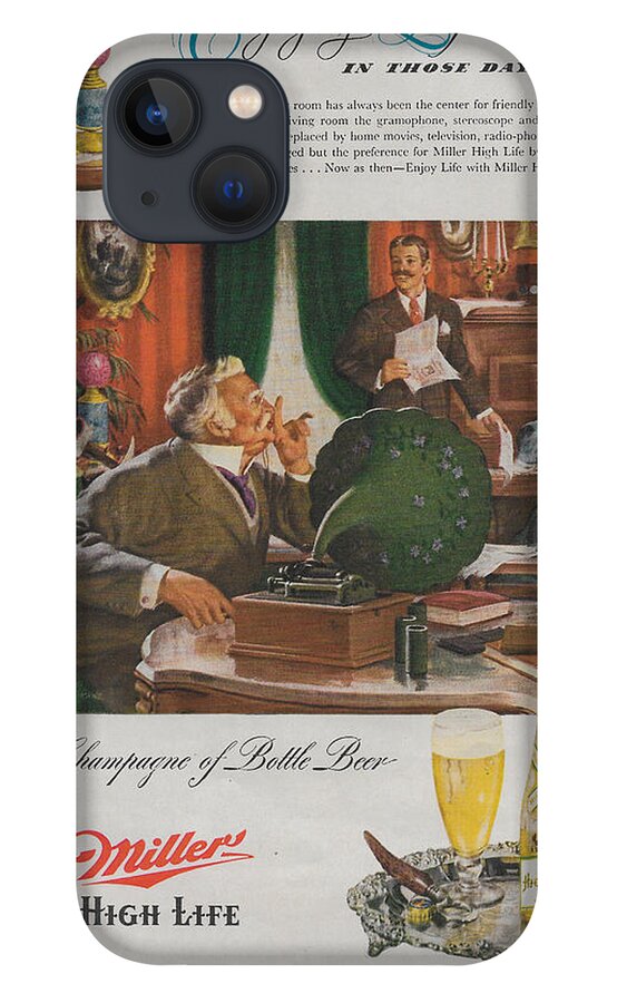 Beer iPhone 13 Case featuring the mixed media Vintage Miller High Life ad 1949 by James Smullins