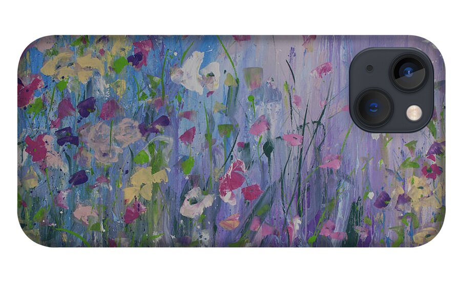 Flowers iPhone 13 Case featuring the painting Wading Through the Flowers by Terri Einer