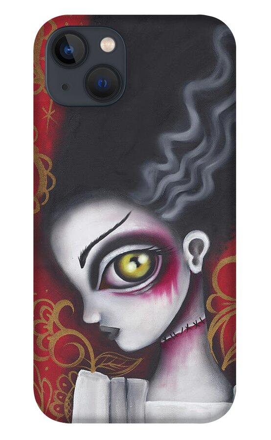 Halloween iPhone 13 Case featuring the painting Waiting for Frankenstein by Abril Andrade