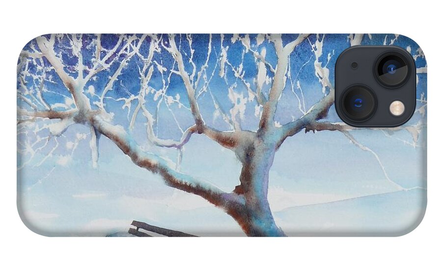 Snow iPhone 13 Case featuring the painting Waiting for Spring by Ruth Kamenev