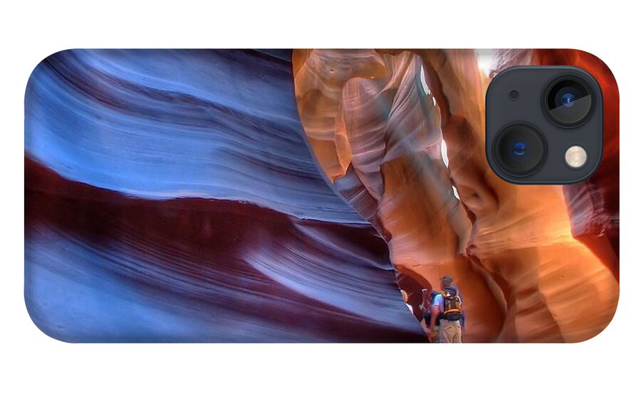 Antelope iPhone 13 Case featuring the photograph Walking in Antelope Canyon by Farol Tomson
