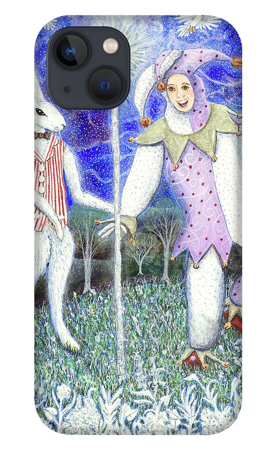 Lise Winne iPhone 13 Case featuring the painting Wand with Magician and Jester by Lise Winne