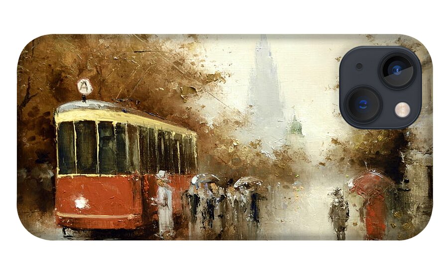 Russian Artists New Wave iPhone 13 Case featuring the painting Warm Moscow Autumn of 1953 by Igor Medvedev