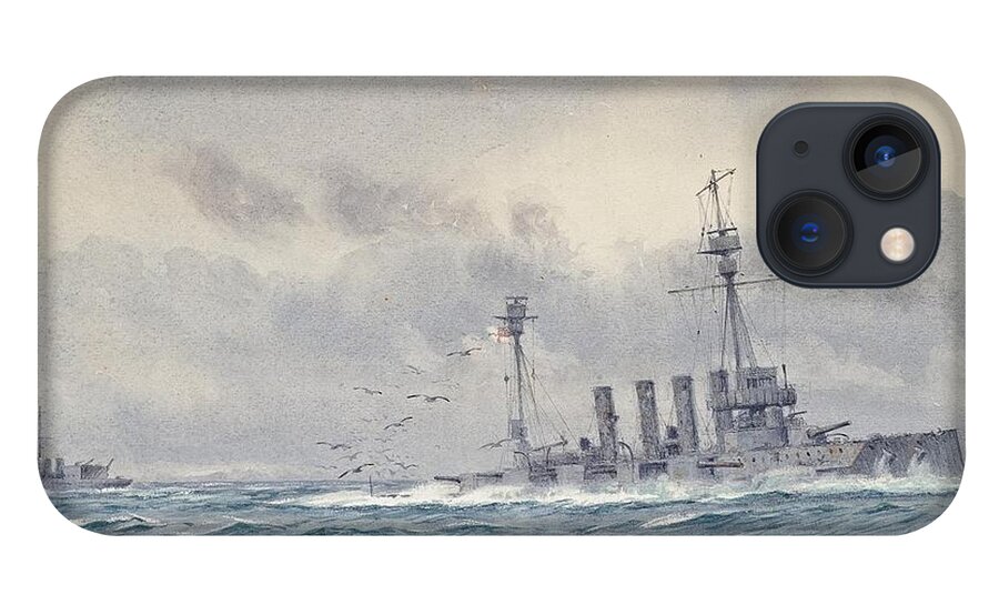 Alma Claude Burlton Cull (1880-1931) The Sinking Of H.m.s. Warrior After The Battle Of Jutland iPhone 13 Case featuring the painting Warrior after the Battle of Jutland by MotionAge Designs