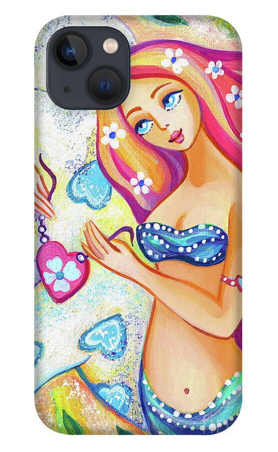 Girl And Dolphin iPhone 13 Case featuring the painting Water Friends by Eva Campbell