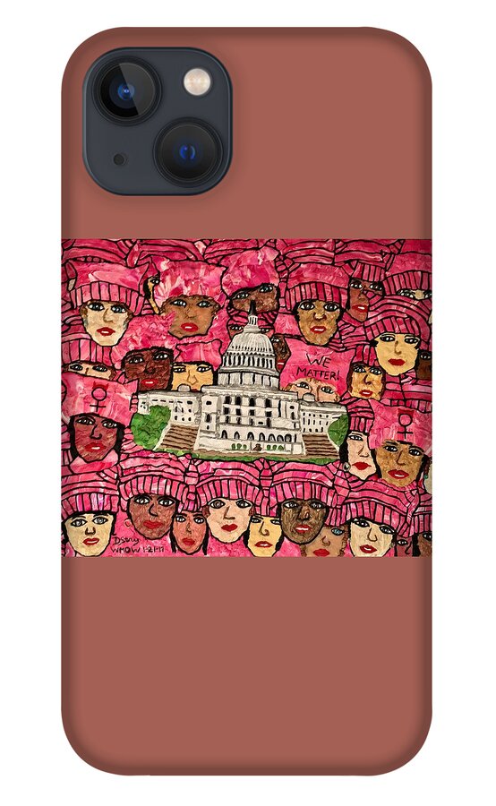 Polymer Clay iPhone 13 Case featuring the mixed media We Matter by Deborah Stanley
