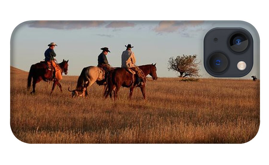Cowboys iPhone 13 Case featuring the photograph We Ride At Dawn by Debra Sabeck