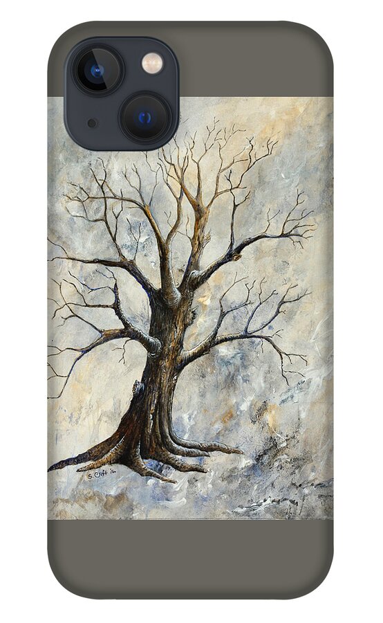 Landscape iPhone 13 Case featuring the painting Weathered Tree 4 by Sandy Clift