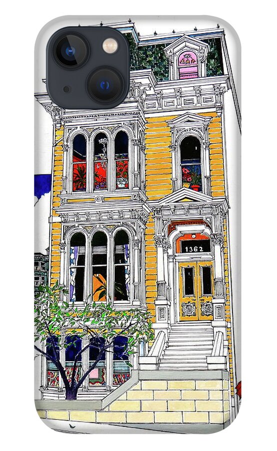 Painted Ladies iPhone 13 Case featuring the mixed media What's In Your Window? by Ira Shander