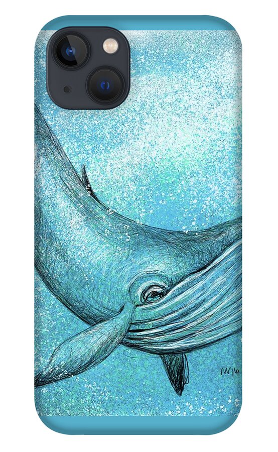 Whale iPhone 13 Case featuring the digital art Whimsical Whale by AnneMarie Welsh