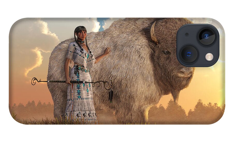 White Buffalo Calf Woman iPhone 13 Case featuring the digital art White Buffalo Calf Woman by Daniel Eskridge