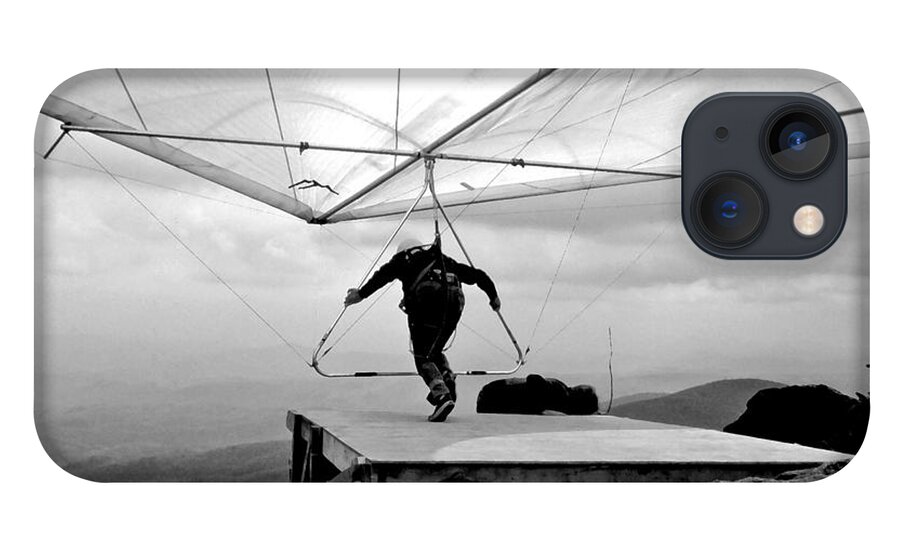 Hang Gliding iPhone 13 Case featuring the photograph White Glider Launch by Neil Pankler