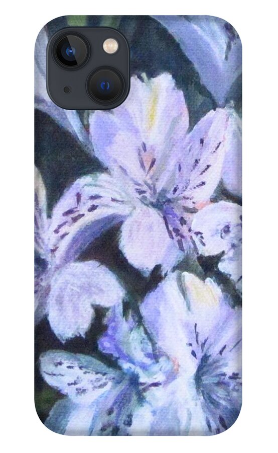 Acrylic iPhone 13 Case featuring the painting White Peruvian Lily by Paula Pagliughi