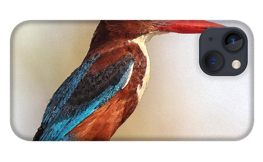 Bird iPhone 13 Case featuring the digital art White-throated Kingfisher by Sandeep Gangadharan