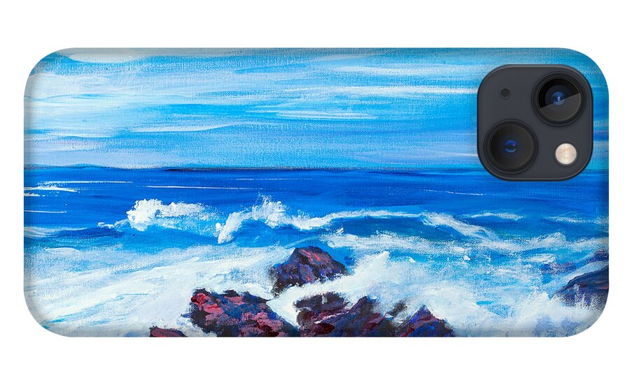 California Coast iPhone 13 Case featuring the painting Wild Ocean 16 x 20 by Santana Star
