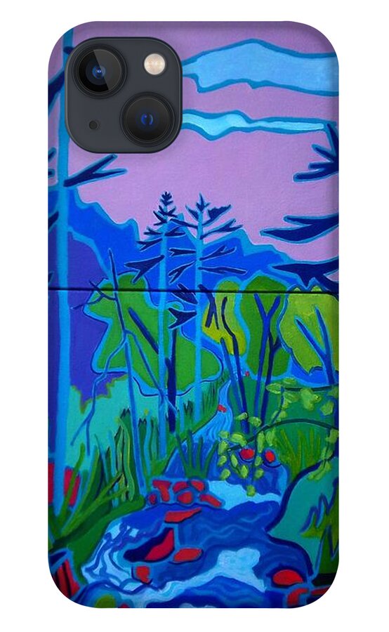 Landscape iPhone 13 Case featuring the painting Wildcat River Jackson NH by Debra Bretton Robinson