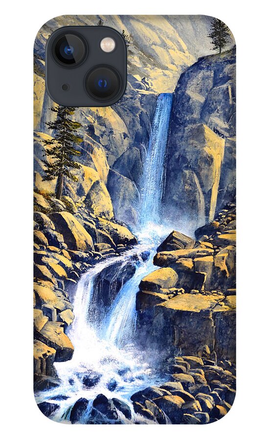 Wilderness Waterfall iPhone 13 Case featuring the painting Wilderness Waterfall by Frank Wilson