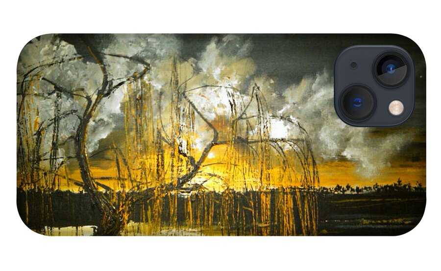 Landscape iPhone 13 Case featuring the painting Willow On The Shore by Stefan Duncan