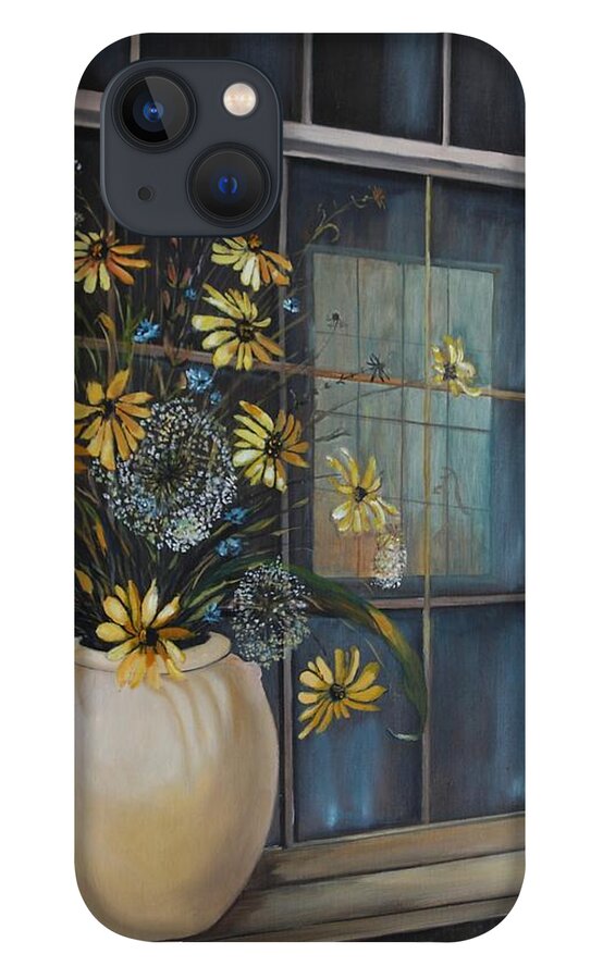 Wild Flowers iPhone 13 Case featuring the painting Window Dressing - LMJ by Ruth Kamenev