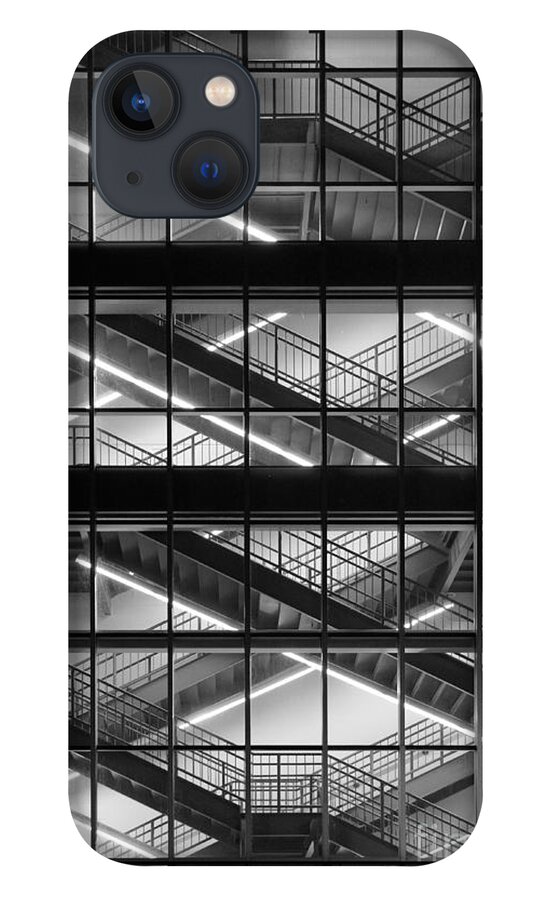 Window Stair Stairs Stairwell Stairway Black White Monochrome iPhone 13 Case featuring the photograph Window of Stairs 9180 by Ken DePue