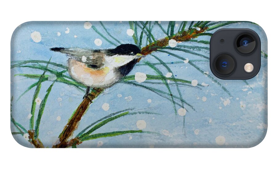 Chickadee iPhone 13 Case featuring the painting Winter Chickadee by Marlene Schwartz Massey