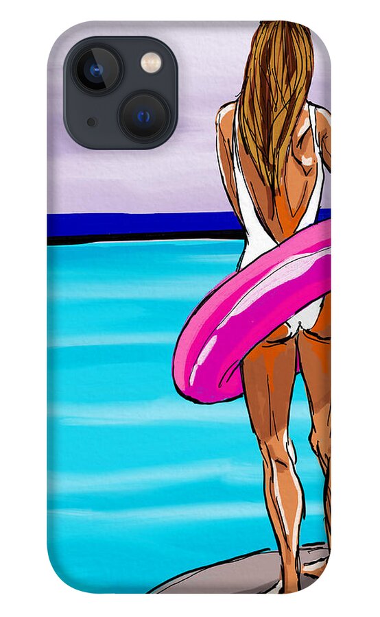 Beach iPhone 13 Case featuring the digital art Woman With A Float by Michael Kallstrom