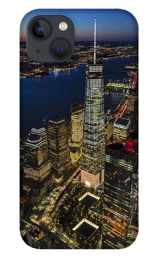 World Trade Center iPhone 13 Case featuring the photograph World Trade Center And 911 Reflecting Pools by Susan Candelario