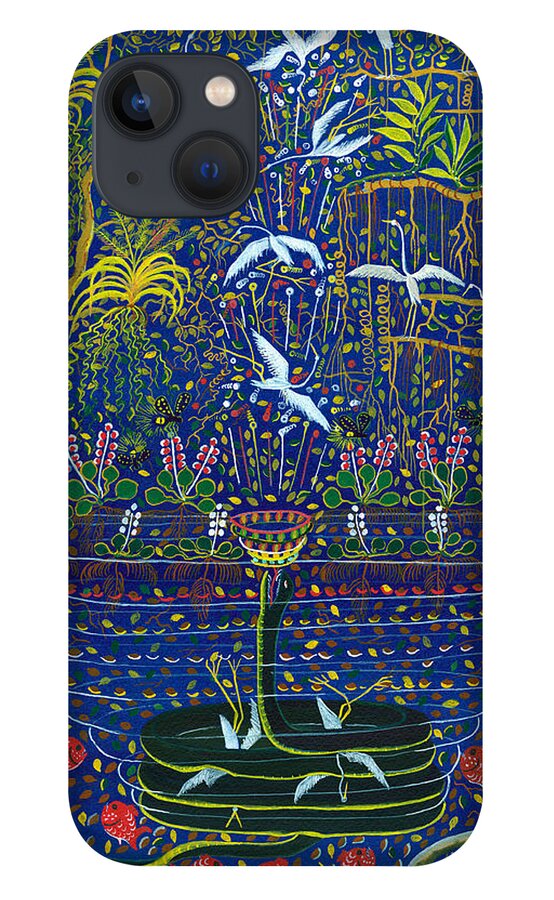 Pablo Amaringo iPhone 13 Case featuring the painting Yana Yacumama by Pablo Amaringo