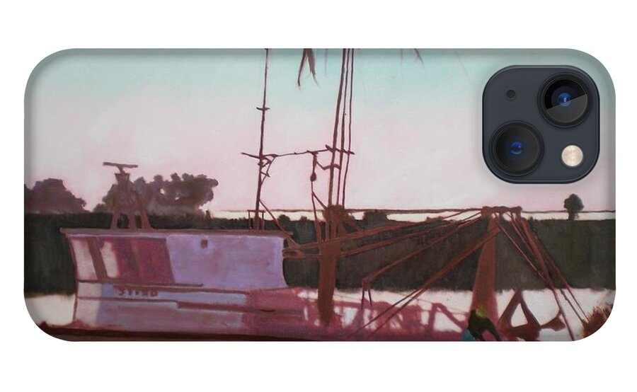 Seascape iPhone 13 Case featuring the digital art Yankee Town Fishing Boat by Hal Newhouser