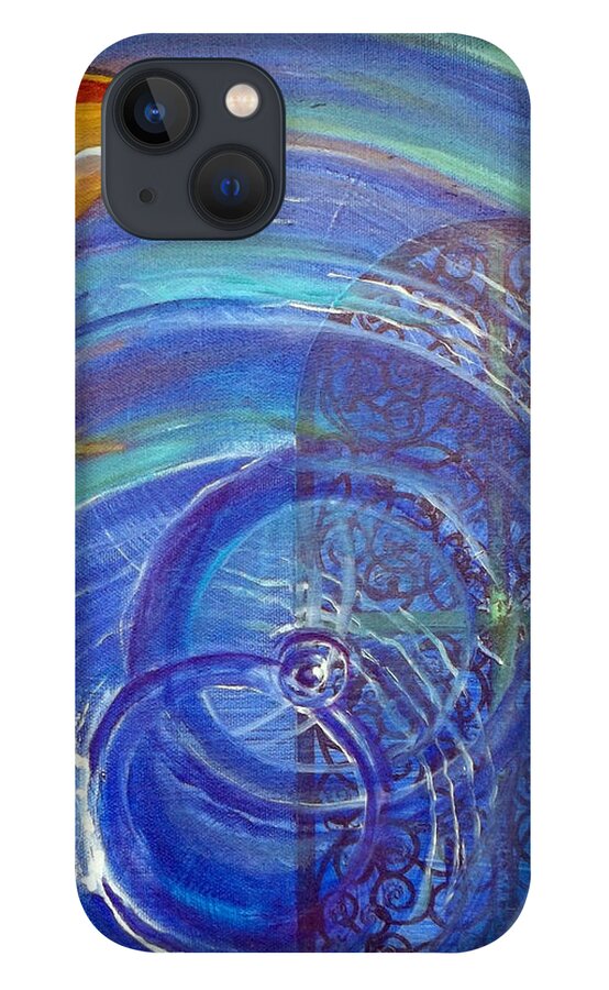 Cup iPhone 13 Case featuring the painting Yaweh El Shaddai Right Canvas detail by Anne Cameron Cutri