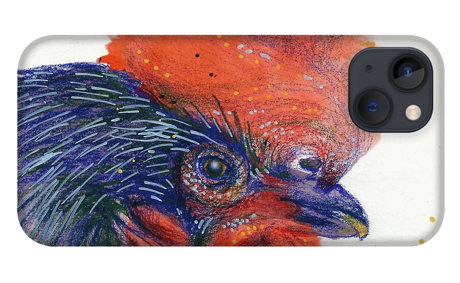 Rooster iPhone 13 Case featuring the mixed media Year of the Rooster by AnneMarie Welsh
