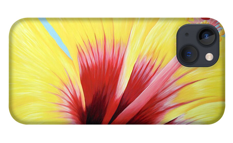 Landscape iPhone 13 Case featuring the painting Yellow Hibiscus by Adam Johnson