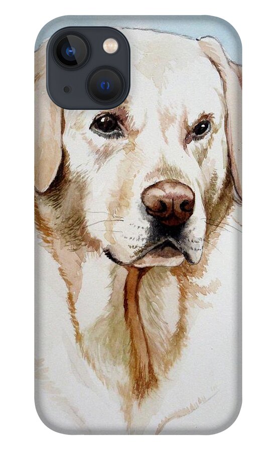 Lab iPhone 13 Case featuring the painting Yellow Lab by Christopher Shellhammer