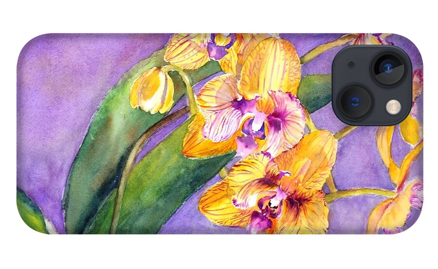 Orchids iPhone 13 Case featuring the painting Yellow orchids by Betty M M Wong
