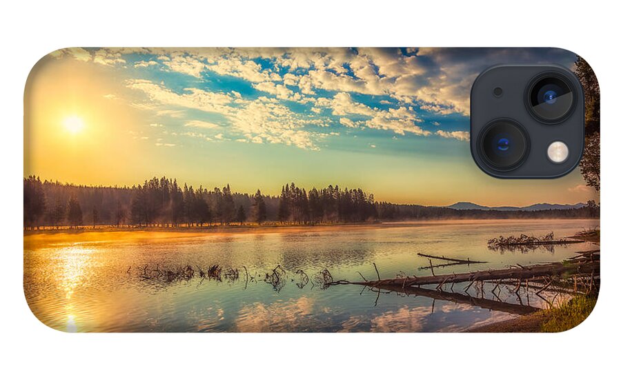 Flowing iPhone 13 Case featuring the photograph Yellowstone River at Sunrise by Rikk Flohr