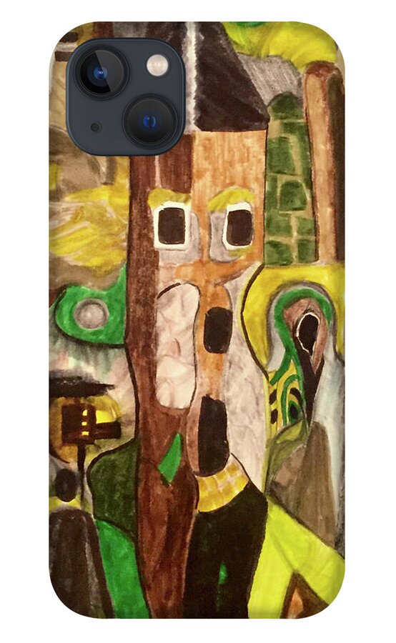 Abstract iPhone 13 Case featuring the drawing Yes its me i did it now leave me alone by Dennis Ellman