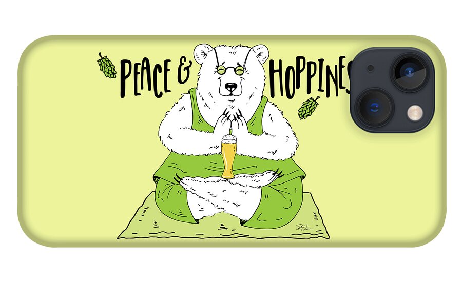 Beer iPhone 13 Case featuring the mixed media Yoga Beer Bear by Shari Warren