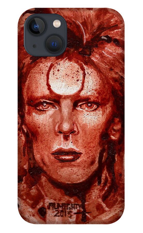 David Bowie iPhone 13 Case featuring the painting Ziggy Stardust / David Bowie by Ryan Almighty