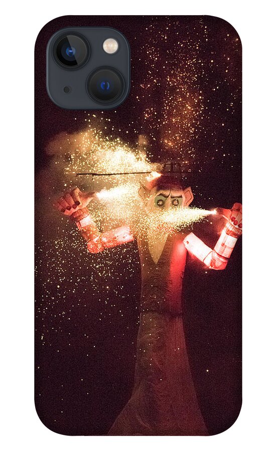 Natanson iPhone 13 Case featuring the photograph Zozobra Fireworks by Steven Natanson