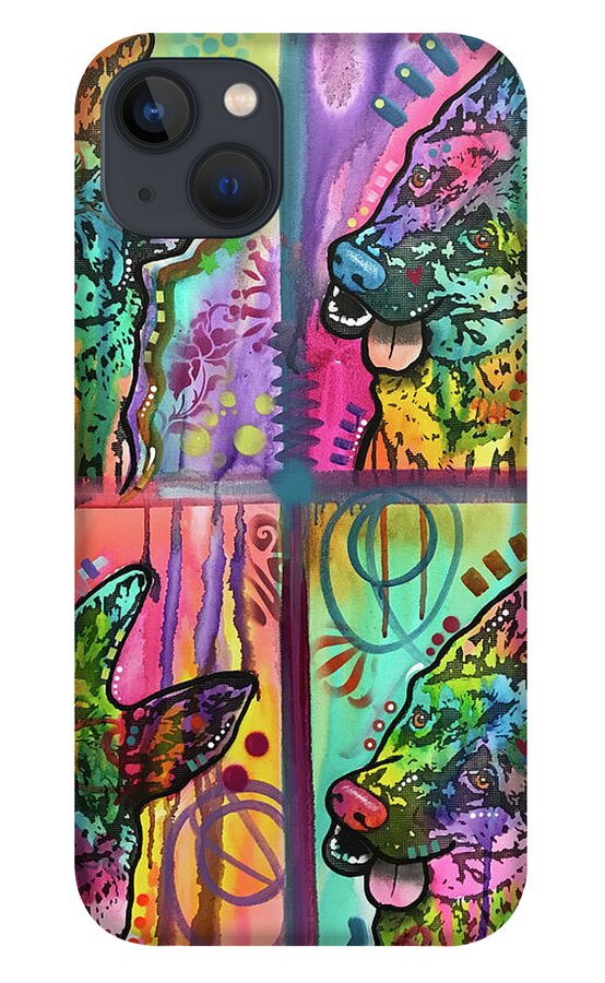 4 Shepherds iPhone 13 Case featuring the mixed media 4 Shepherds by Dean Russo