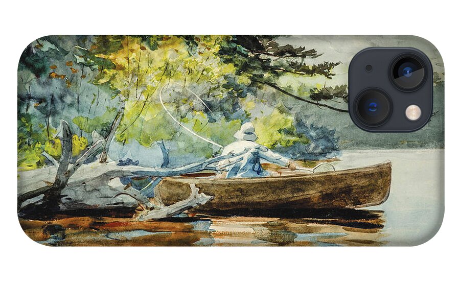 Winslow Homer iPhone 13 Case featuring the drawing A Good One, Adirondacks #2 by Winslow Homer