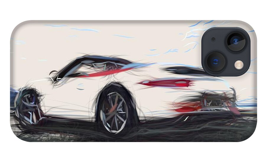 Porsche iPhone 13 Case featuring the digital art Porsche 911 Carrera S Cabriolet Drawing #2 by CarsToon Concept