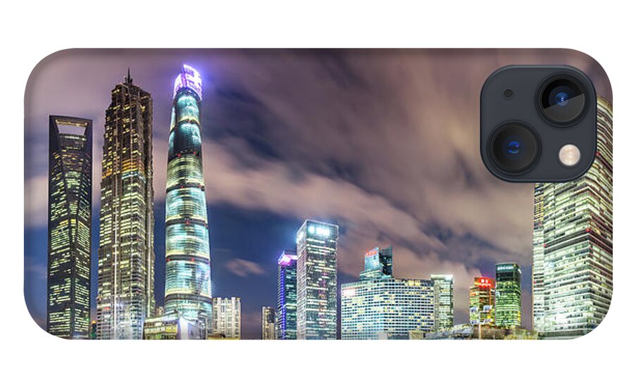 Panoramic iPhone 13 Case featuring the photograph Shanghai Skyline #1 by Junyyeung