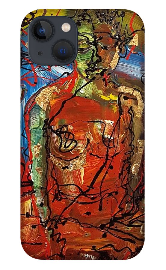 Buddhist Painting iPhone 13 Case featuring the painting Sitting Buddha #1 by Martin Bush