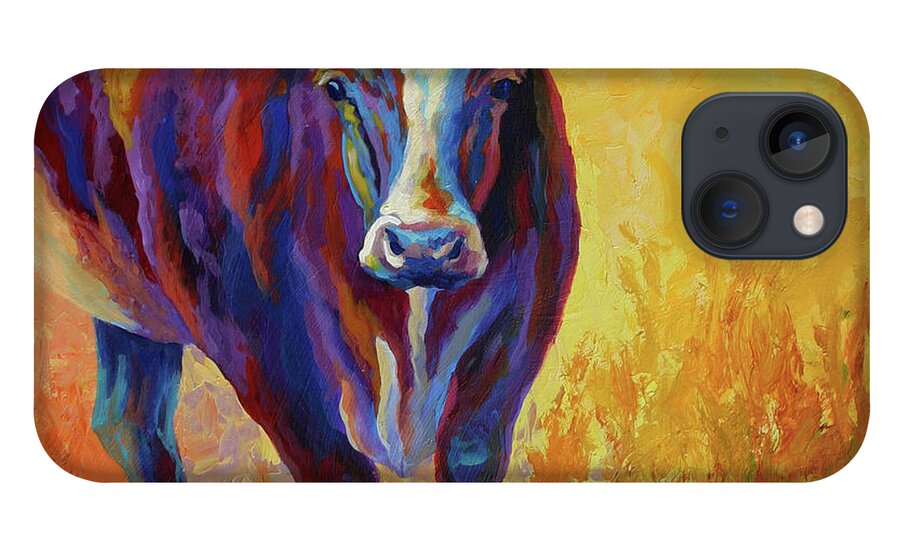 Stepping Out Longhorn iPhone 13 Case featuring the painting Stepping Out Longhorn #1 by Marion Rose