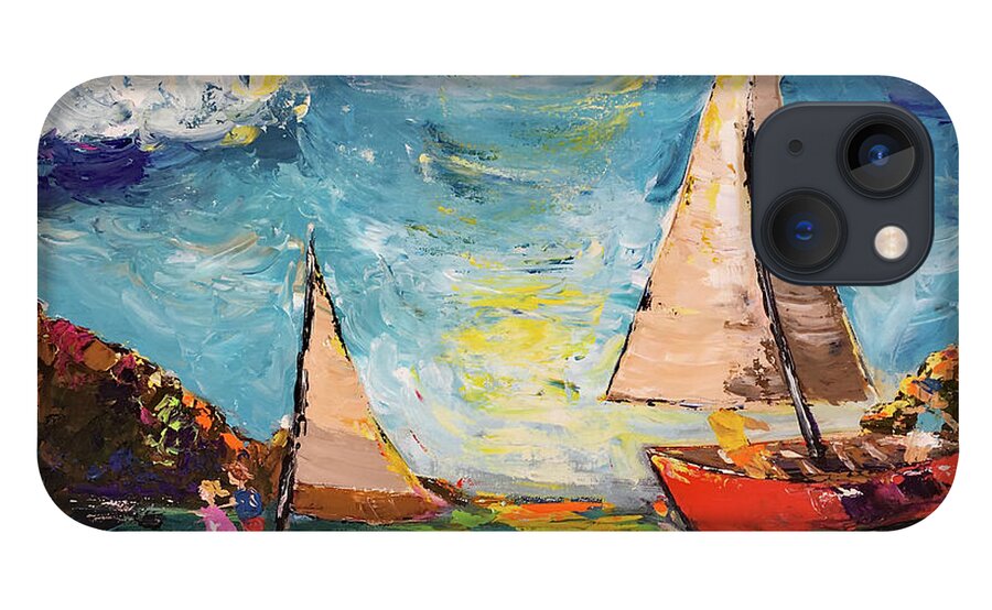 Sailing iPhone 13 Case featuring the painting Sunny Sails #1 by Roxy Rich