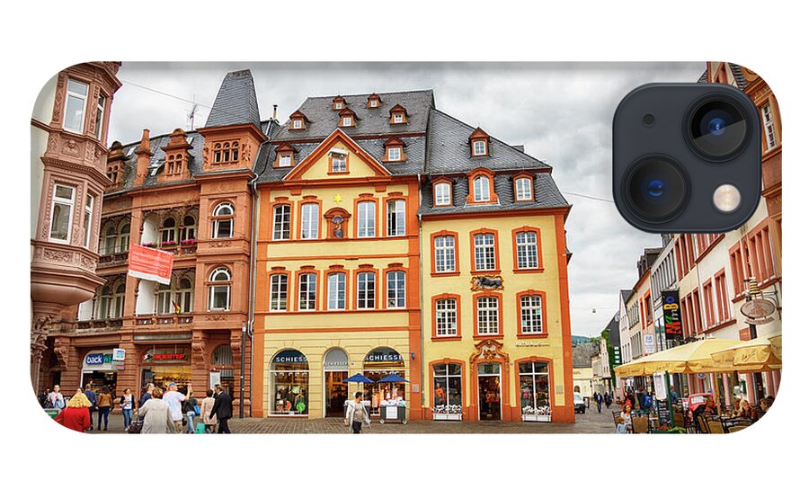 Architecture iPhone 13 Case featuring the photograph Trier, Germany, people by Market day #1 by Ariadna De Raadt