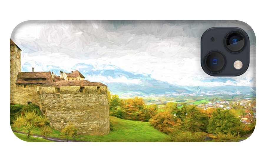 Architecture iPhone 13 Case featuring the digital art Vaduz Castle, Leichtenstein by Rick Deacon
