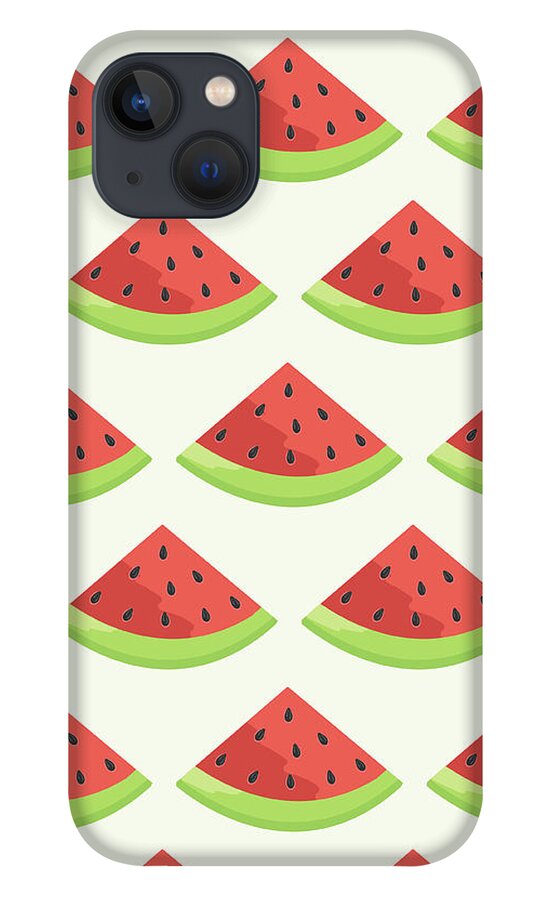 Vector iPhone 13 Case featuring the digital art Watermelon Seamless Background Pattern #1 by Bloodlinewolf