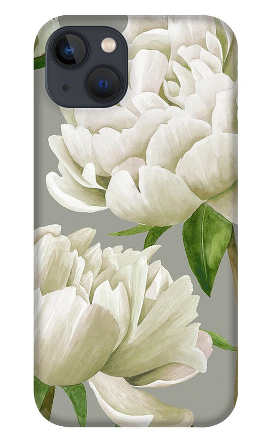 Botanical iPhone 13 Case featuring the painting White Peonies I #1 by Grace Popp